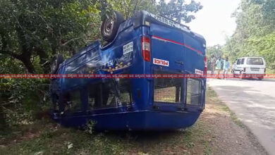 police vehicle overturned