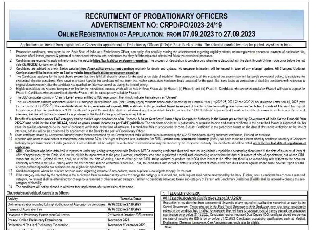 sbi recruitment 2023 notification